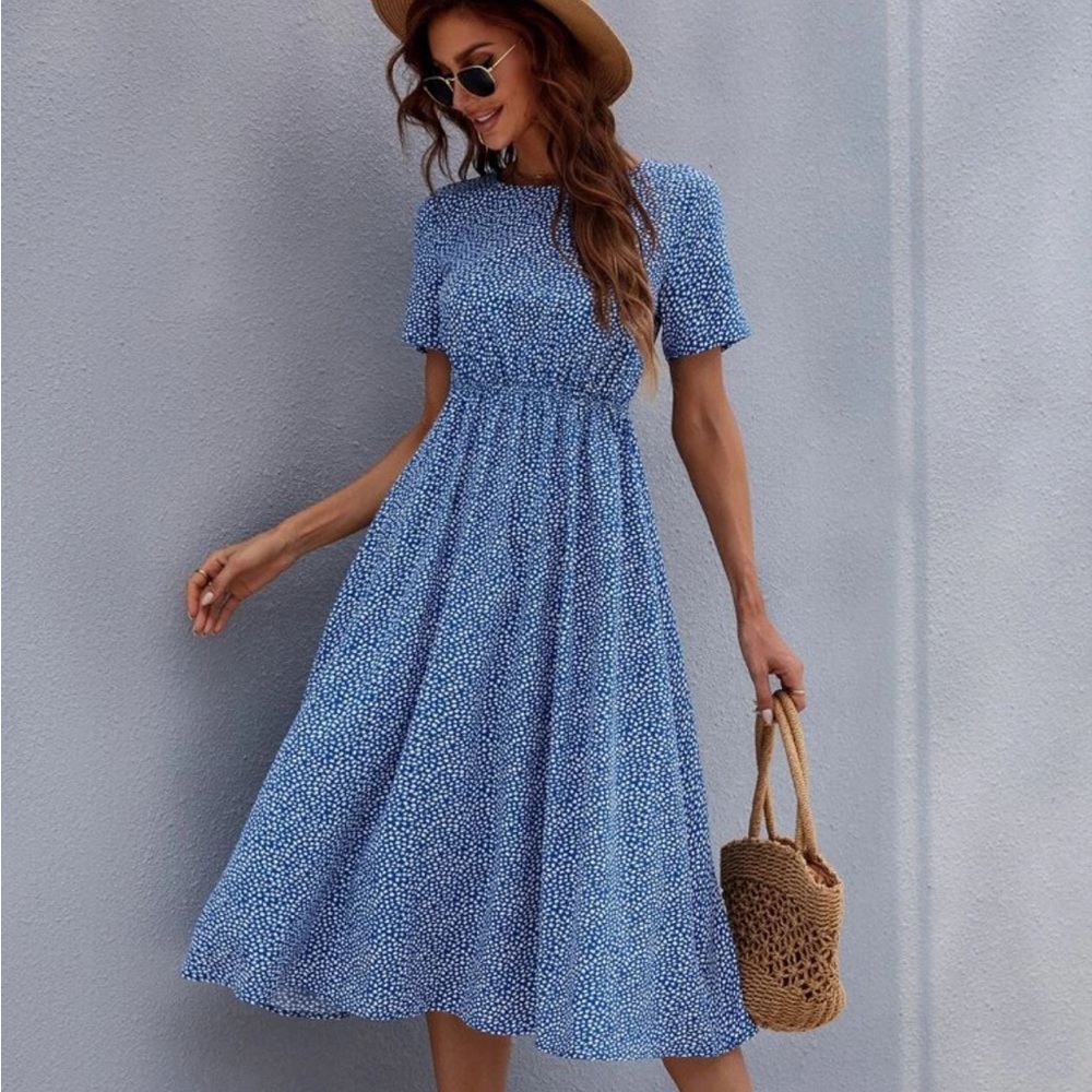 Blue and White Midi Dress! 👗